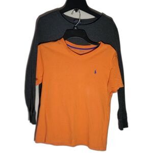 Polo Ralph Lauren 2 Shirt Bundle Top Boys Size M Medium 10 12 Orange Gray Short